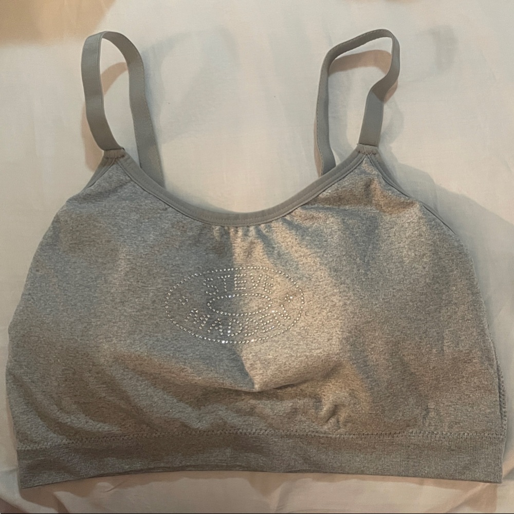 Steve Madden Heather Gray Bralette with Rhinestone logo